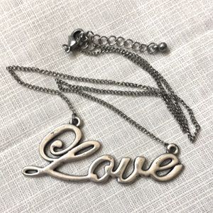 Rustic Silver Love Necklace